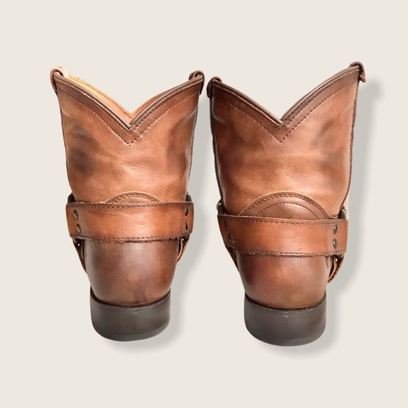 Frye Wyatt Harness Cognac Leather Cowboy ShortBoot